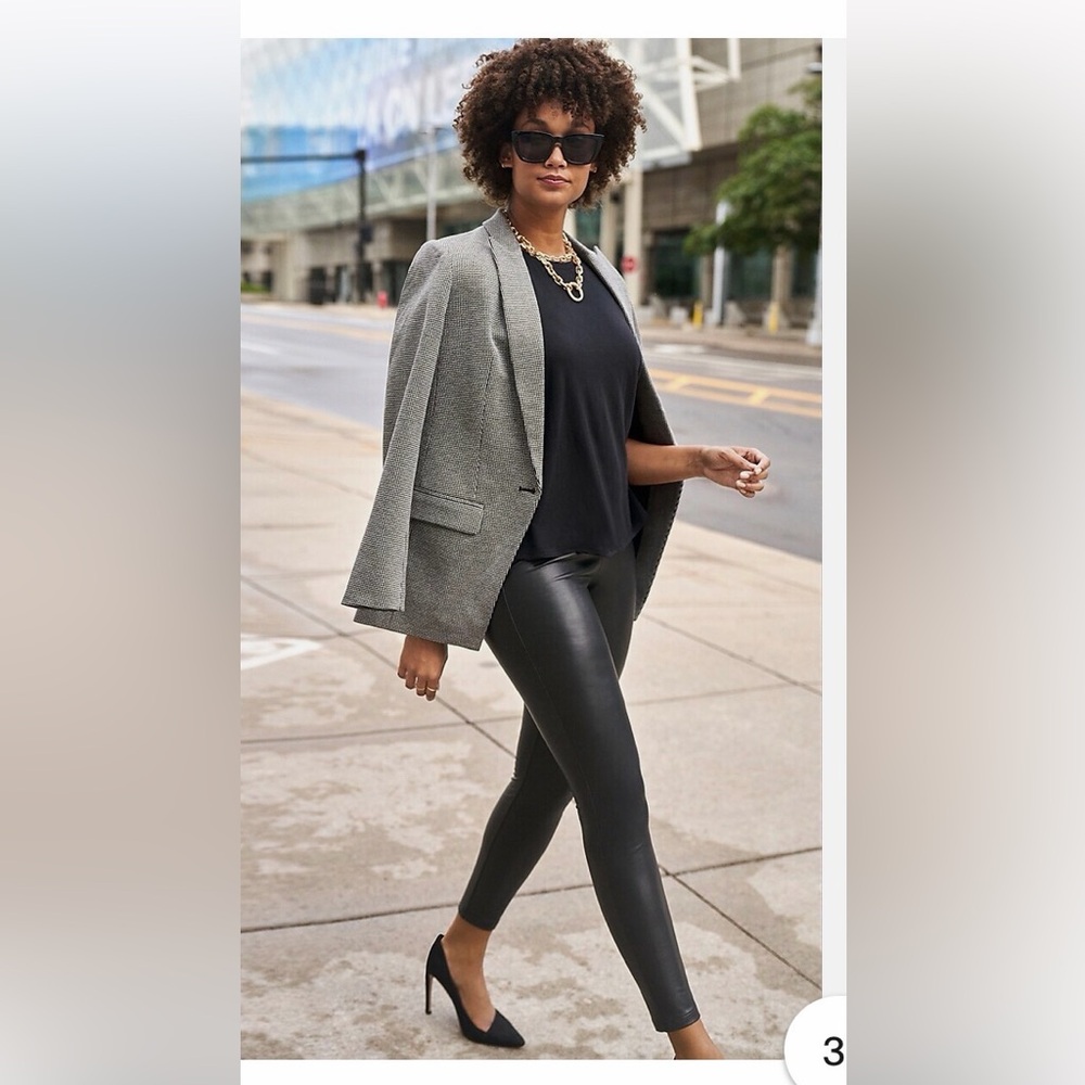 Express Houndstooth One Button Boyfriend Blazer - image 4